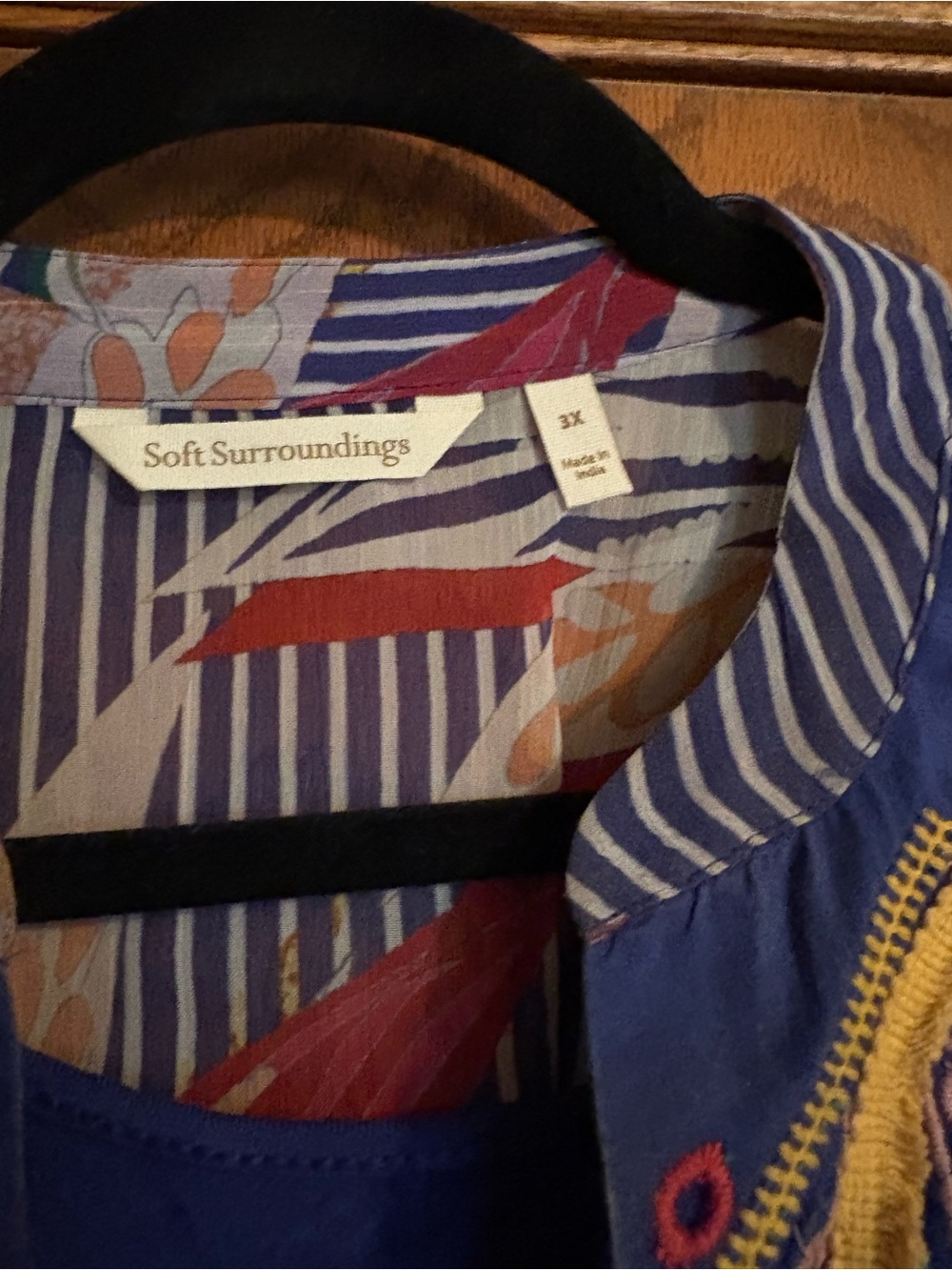 Soft Surroundings Bohemian Floral Embroidered Blouse with tank 3X - Picture 5 of 6